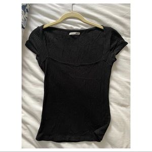 Reformation black ribbed knit shirt square neck